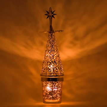 圣誕樹旋轉燭臺走馬燈 香薰蠟燭風燈鏤空花紋旋轉燭臺燭光晚餐