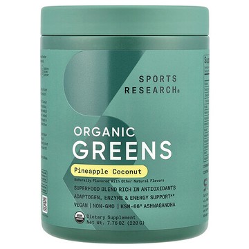 Sports Research, Greens Organic，菠蘿椰子味，7.76 盎司（220 克）