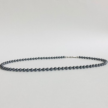 玻璃珍珠與珠飾串鍊項鍊 / 直徑約 4mm，全長約 49cm / 黑色 / 日本製造