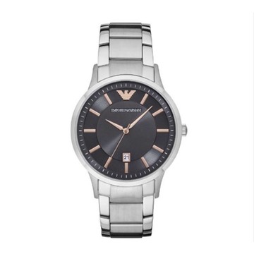 EMPORIO ARMANI 亞曼尼 官方授權 紳士手錶-灰x銀(AR11179)43mm