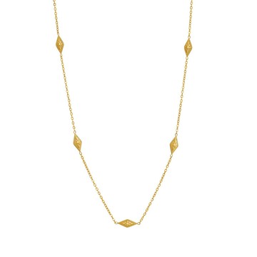 宏雲Hongyun-QJ-尼泊爾風手工菱形雙面吊墜鎖骨鏈 米字星鈦鋼項鍊真空鍍18k金配件