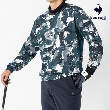【LE COQ SPORTIF GOLF公雞高爾夫】男款綠色吸濕排汗抗UV可拆式衣領長棉衫QGU2J150