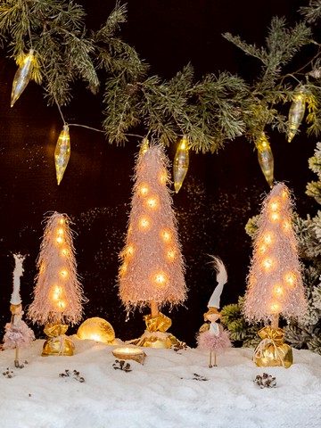 掬涵 粉色圣誕樹擺件帶燈發光網紅圣誕節裝飾品酒店商場節日氣氛