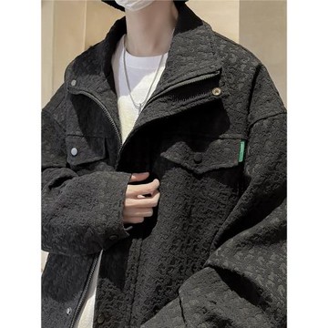 小香風外套男春秋潮流高級感牛仔夾克美式高街痞帥上衣青少年衣服