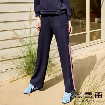 Myvega麥雪爾 MIT太空棉字母刺繡套裝長褲-深灰