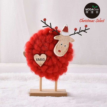 摩達客耶誕-22cm超萌紅色羊咩咩羊毛氈公仔聖誕擺飾
