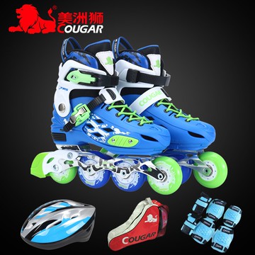 美洲獅平花輪滑鞋成人男女休閑溜冰花式初學者直排輪兒童小孩滑冰