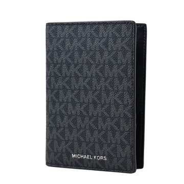 MICHAEL KORS 緹花LOGO對開護照夾-黑色