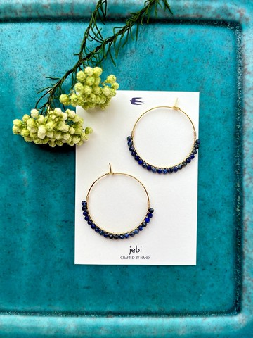 12月 線圈耳環 青金石 12月誕生石