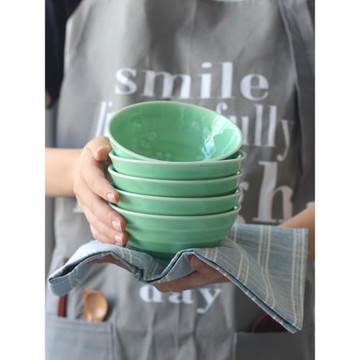 高腳碗家用龍泉青瓷小號飯碗防燙陶瓷吃飯碗粥面碗中式餐具微波爐