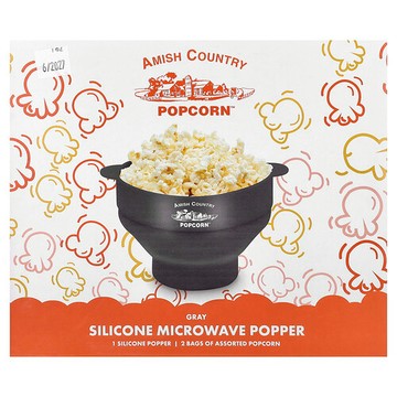 Amish Country Popcorn, 矽酮微波爆米花機，灰色，4 件