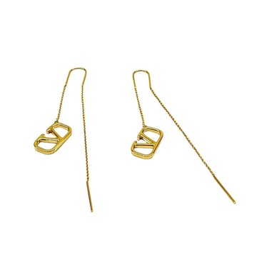 VALENTINO 經典logo金屬V字針式耳環-流線型