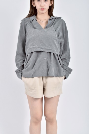 (F) tteroo terroir韓牌質感兩件式灰色長袖上衣