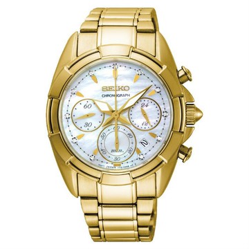 SEIKO SK037精工錶 CS-A 7T12-0CK0G (SRW782P1) 優雅晶鑽計時腕錶/金 36mm