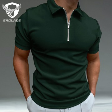 EAGLADE 有領男士 Polo T 恤男士彈力透氣黑綠色 K11