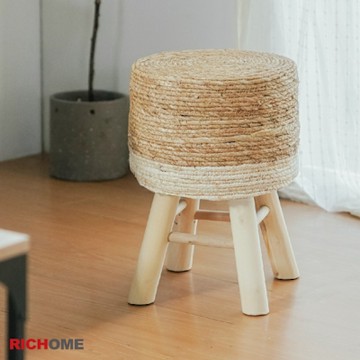 RICHOME 南洋風藤編圓凳(1入)W29xD29xH42CM