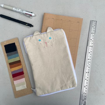 客製。貓貓拉鍊書衣。自選眼睛。外布。裡布。拉鍊。顏色。