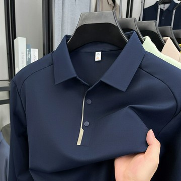 Polo衫男士長袖t恤翻領【7A抗菌】無痕錦氨秋冬新款高級感t恤男鑫弘-衣錦男裝