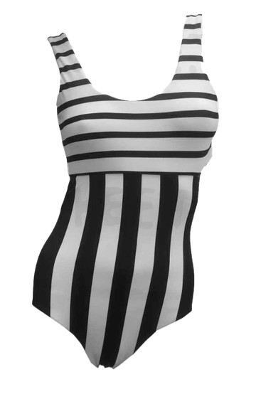 QXHEE.T.台灣製．平口背心式連身泳衣QX-M07  黑白條紋-M