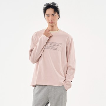 5th STREET｜男裝｜logo刺繡設計長袖T恤｜粉紅