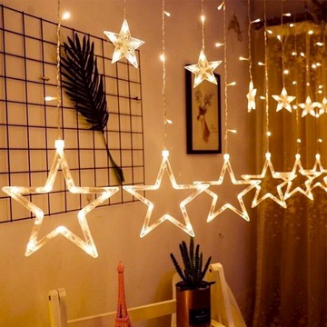 半島良品 浪漫窗簾燈裝飾燈串 350cm  五角星 白色  1個