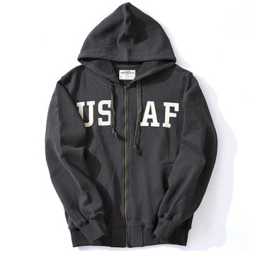 美式復古加絨加厚重磅外套490G開衫衛衣男連帽潮印花開襟拉鏈帽衫