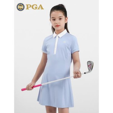 美國PGA兒童高爾夫服裝女童連衣裙 夏季運動時尚簡約POLO領網球裙