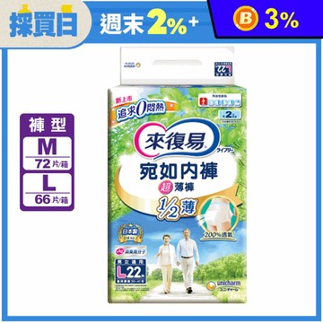 【來復易】宛如內褲超薄褲(M/L) 褲型成人紙尿褲