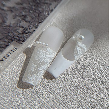 ❰現貨❱美甲 貼紙 蕾絲 新款蕾絲花紋美甲貼紙黑白色精緻格紋輕奢風帶背膠指甲裝飾品批發