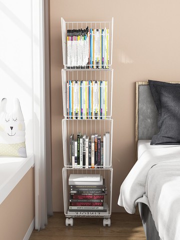 床頭落地書架 簡易書架落地行動零食置物架鐵藝隔板房間床頭收納書架子神器網紅『XY14680』