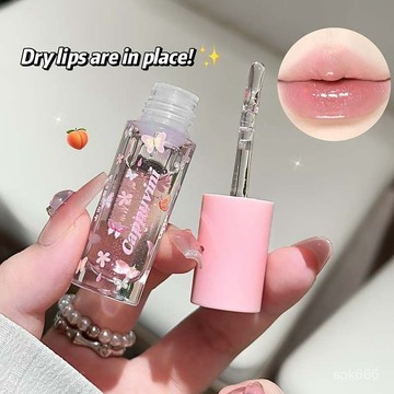 臺灣🚍8H出🉑嫩出水~碎碎冰透脣蜜帶細閃珠光純慾疊塗滋潤脣釉油口紅打底透明