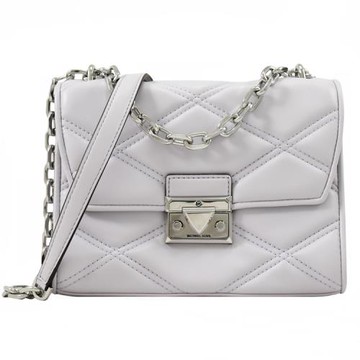 MICHAEL KORS SERENA 菱格絎縫翻蓋肩斜背鍊包.淡紫