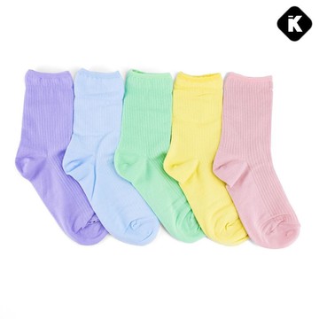 韓國襪子 螢光色中筒襪