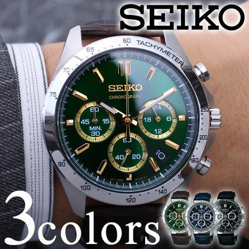 セイコー 腕時計 メンズ SEIKO 時計 セイコーセレクション SELECTION クロノグラフ セイコー腕時計 セイコー時計 メンズ腕時計  革ベルト ブラック | LINEショッピング