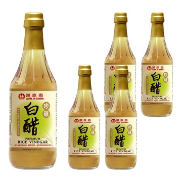 萬家香 珍釀白醋，100%純天然釀造，不添加防腐劑  600ml  5瓶