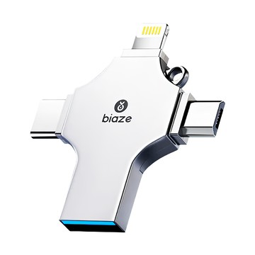 biaze 畢亞茲 USB3.0 四合一通用版隨身碟 Lightning/Micro-B/USB/Type-C 介面  128GB  1個