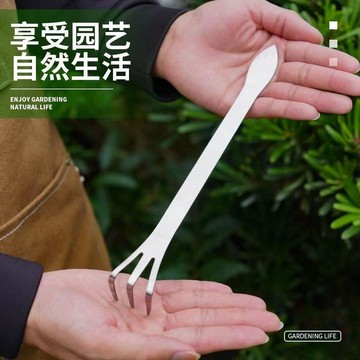 ✨桃園出貨💎盆栽工具 防滑不銹鋼熊爪 扁匙 兩用耙 新款盆景耙子家用不鏽鋼手耙壓土刀摘芽手工盆景製作工具鬆土耙子