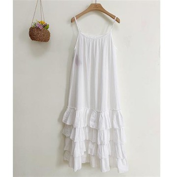 【巴黎精品】連身裙日系洋裝-細肩帶純色蛋糕裙長款女裙子5色a1ja25