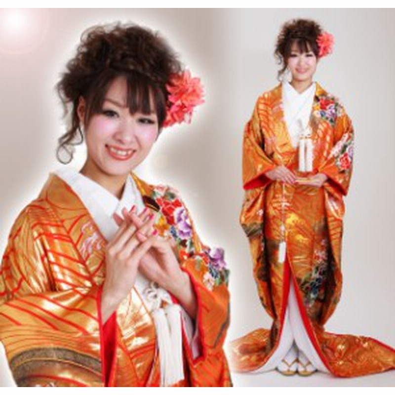 打掛 レンタル 色打掛 金色 金地波に花舟 Nt 719 送料無料 通販 Lineポイント最大1 0 Get Lineショッピング