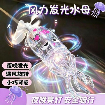 ⚡臺灣直出⚡優選⭐旋轉發光水母小飛機電動車自行車汽車三輪車頭盔裝飾貼紙擺件玩具