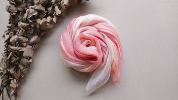 知染生活-天然植物染漸層絲棉圍巾(紅色)