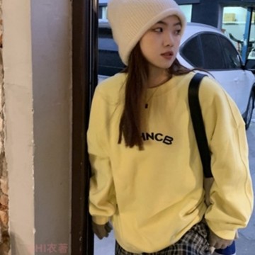 【ohi】長袖上衣長袖大學T 情侶裝男女大學T 閨蜜裝長袖衛衣 字母印花 圓領衛衣女t 女長t(GTD9115