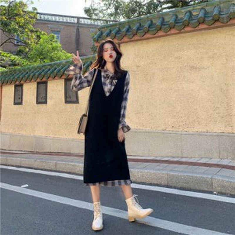 ワンピース シャツワンピース レディース ロング丈 単品販売 シャツワンピ ニットベストワンピ 春夏 オシャレ カジュアル ゆったり 通販 Lineポイント最大1 0 Get Lineショッピング
