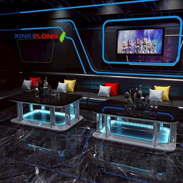 興客隆 茶几 玻璃 不鏽鋼 KTV桌子 LED燈 酒吧 清吧茶幾 夜總會 會所 大廳 包廂 別墅 夜店  1257