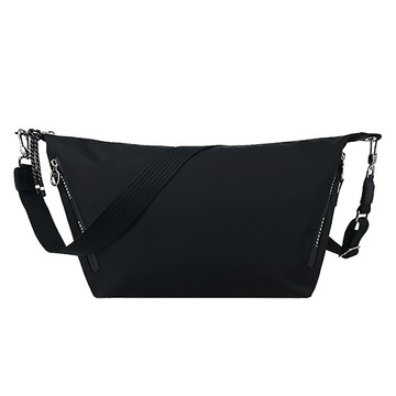 LONGCHAMP LE PLIAGE ENERGY系列再生尼龍雙拉鍊斜背包(黑)