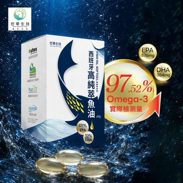 世華生技 西班牙高純萃魚油 | DHA 384+EPA 576 總含量1020mg 西班牙Solutex