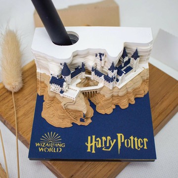 免運 開立發票 哈利波特系列周邊3d立體可撕便簽本霍格沃茨城堡紙雕日歷圣誕節