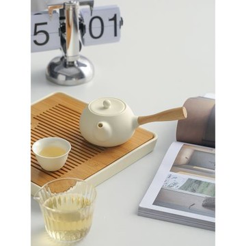 宜集堂INS奶油側把壺陶瓷茶壺泡茶下午茶高級感茶具日式簡約家用