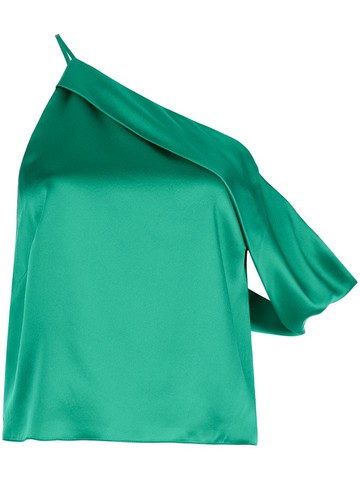 Michelle Mason - draped cowl asymmetrical top - women - Silk - 6 - Green