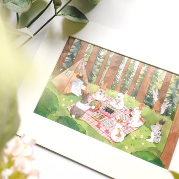 野餐兔兔明信片